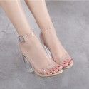 35-42 size 2017 quick sale tongkan Ye foreign trade new European and American transparent thick heel high heel PVC sandals large size