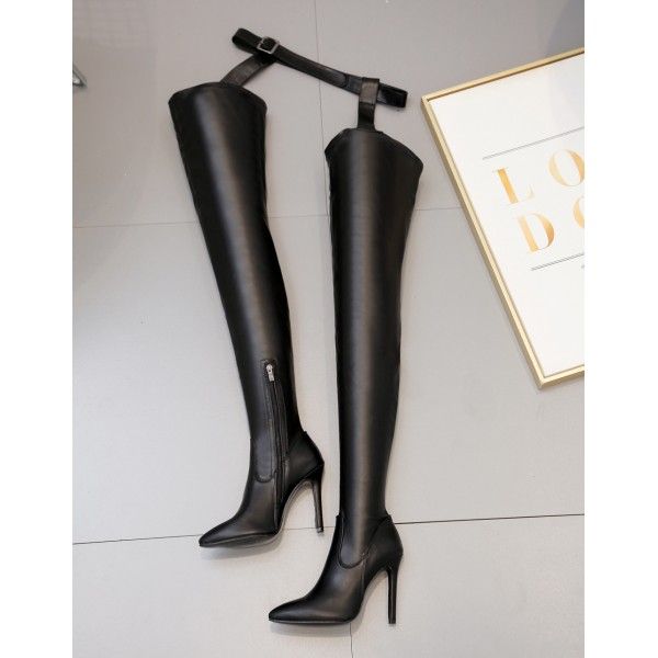 Europe station spring and autumn 2019 new stiletto heels over knee boots pants boots all in one boots show shoes