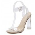 35-42 size 2017 quick sale tongkan Ye foreign trade new European and American transparent thick heel high heel PVC sandals large size