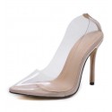 European station star style European and American super high heel sexy transparent pointed single shoes four color factory now provides 42 sizes