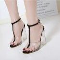 35-42 size 2017 quick sale tongkan Ye foreign trade new European and American transparent thick heel high heel PVC sandals large size