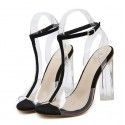 35-42 size 2017 quick sale tongkan Ye foreign trade new European and American transparent thick heel high heel PVC sandals large size
