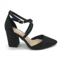 Cross border foreign trade Europe and America sexy solid color thick heel cross strap high heel shoes pointed Sequin BLING buckle sandals