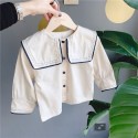 New autumn children's wear 2020 girls' Navy big Lapel shirt 20121