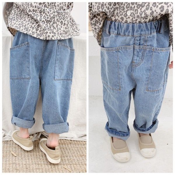 2020 spring and autumn children's wear new children's jeans pants men's and women's pants harem 19036