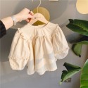 2020 children's spring new women's clothing Korean version nine sleeve shirt with ear edge 20130 