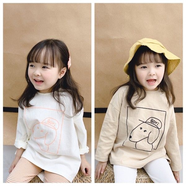 New autumn children's wear 2020 girls' Autumn printed T-shirt spring summer base shirt 20172