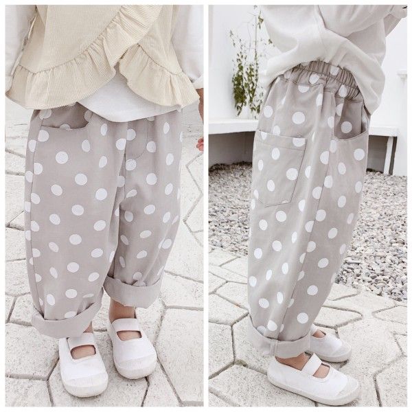 Autumn 2020 children's new children's Korean wave point wide leg pants for boys and girls 19040