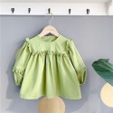 2020 children's spring new women's clothing Korean version nine sleeve shirt with ear edge 20130 