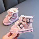 Baby snow boots baby soft soled walking shoes 1-3 years old boys' casual cotton shoes with plush and thickened winter girls' fashion 