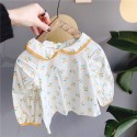 2020 children's autumn new products girls' Korean autumn Lapel floral shirt 20155