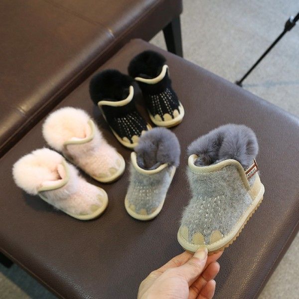 Winter 2020 new children's snow boots baby shoes toddler shoes 1-3 years old casual baby soft soled cotton boots