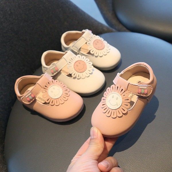 Autumn new princess shoes for 0-1-2 years old baby soft soled walking shoes sunflower anti slip children's single shoes