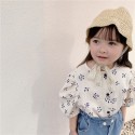 Adbaby children's clothing 2020 summer new girls' summer clothing bubble sleeve hemp cotton short sleeve shirt 20372