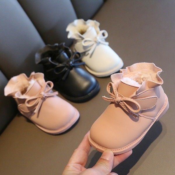 Girl Princess Soft soled 1-3 years old plush and thickened cotton shoes baby 0-1 years old walking shoes winter children's boots 2 