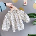 2020 children's autumn new products girl's autumn long sleeve shirt with broken flower fungus edge 20169