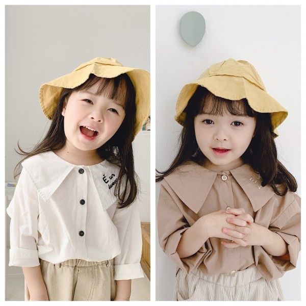 New autumn children's wear 2020 girls' Korean version Lapel embroidered shirt 20139