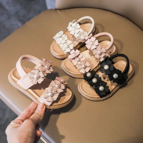 Baby girl beach sandals baby soft soled walking shoes 0-1-2-year-old children's shoes lovely flower princess shoes