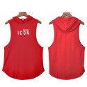 2021 summer new men's sleeveless hooded cotton T-shirt vest running fitness exercise loose fit vest