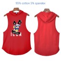 2021 summer new men's hooded cotton sweat absorbing T-shirt vest leisure fitness sports loose bodybuilding vest