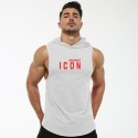 2021 summer new men's sleeveless hooded cotton T-shirt vest running fitness exercise loose fit vest
