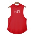 2021 summer new men's sleeveless hooded cotton T-shirt vest running fitness exercise loose fit vest