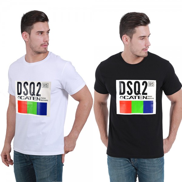 Cross border supply European and American cotton men's T-shirt round neck casual sweat absorbing men's half sleeve loose base shirt