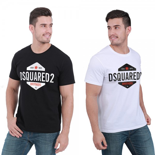 European and American spring and summer new 2021 cross border supply DSQ men's Casual Short Sleeve T-Shirt round neck cotton men's sports vest 