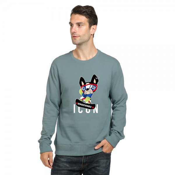 Dsq2021 cotton thin round neck men's sweater long sleeve fashion brand loose youth large sports casual top