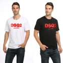 Euro American fashion brand D2 printed men's summer round neck cotton T-shirt DSQ youth half sleeve top bottom shirt