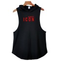 2021 summer new men's sleeveless hooded cotton T-shirt vest running fitness exercise loose fit vest