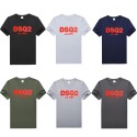 Euro American fashion brand D2 printed men's summer round neck cotton T-shirt DSQ youth half sleeve top bottom shirt