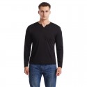 Autumn men's V-neck fitness running long sleeve t-shirt men's large autumn winter elastic men's bottom coat