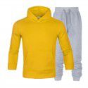 Men's suit autumn and winter new long sleeve Plush hooded foreign trade sweater plus slacks suit
