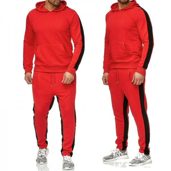 Fast selling eBay men's casual slim hip hop Euro American Hoodie solid color sweatpants suit