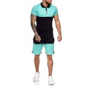 Cross border men's sports suit 2020 summer new short sleeve plus 5-point shorts color matching short sleeve suit
