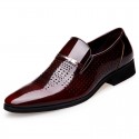 2020 new men's leather shoes dad shoes retro bright leather formal business shoes round toe sleeve men's shoes