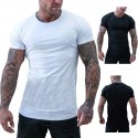 Cross border men's round neck casual solid color T-shirt in summer 2020
