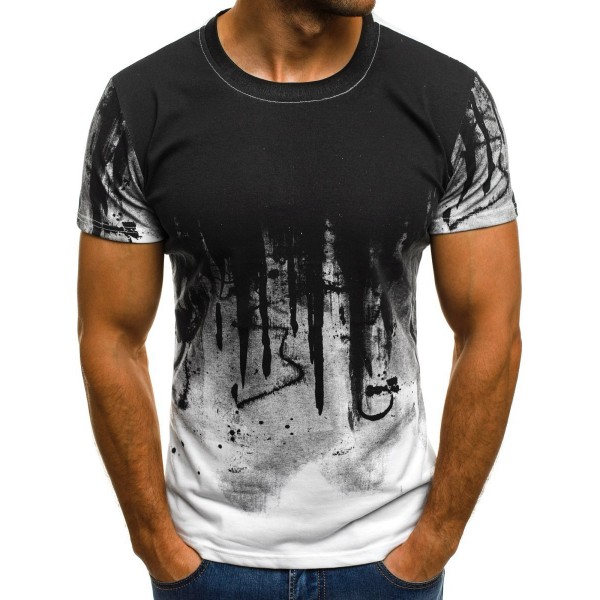European and American men's fashion sports fitness personalized printed t-shirt men's summer thin short sleeve T-shirt