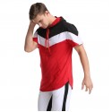 Cross border spring men's clothing Europe and the United States color matching men's T-shirt three color stitching hooded short sleeve base shirt in 2020