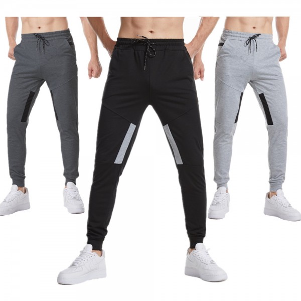 Amazon large size foreign trade men's casual pure color sports pants European and American fashion running fitness pants mobile pants