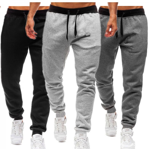 2019 new men's fitness pants men's solid large casual pants European and American sports pants