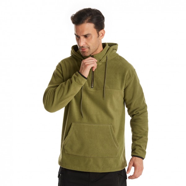 Autumn and winter 2020 new fleece men's foreign trade sweater large size Hoodie outdoor solid color sweater men's wear