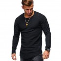 Foreign trade spring men's round neck slim long sleeve base shirt pleated raglan sleeve T shirt men's factory direct sales