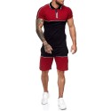 Cross border men's sports suit 2020 summer new short sleeve plus 5-point shorts color matching short sleeve suit