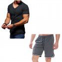 Sumitong summer t-shirt men's suit fitness running Capris