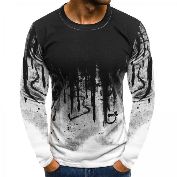 New men's short sleeve fashion sports fitness personalized printed t-shirt men's summer thin long sleeve 3D men's T-shirt