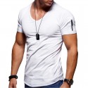 Amazon large men's V-neck casual men's T-shirt solid color short sleeve youth undergarment factory direct sale