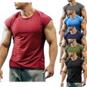 2020 new fashion sleeveless T-shirt men's summer leisure sports fitness men's short sleeve base shirt