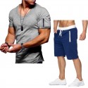 2020 foreign trade new men's casual T-shirt cross border youth V-neck fashion T-shirt short sleeve suit men